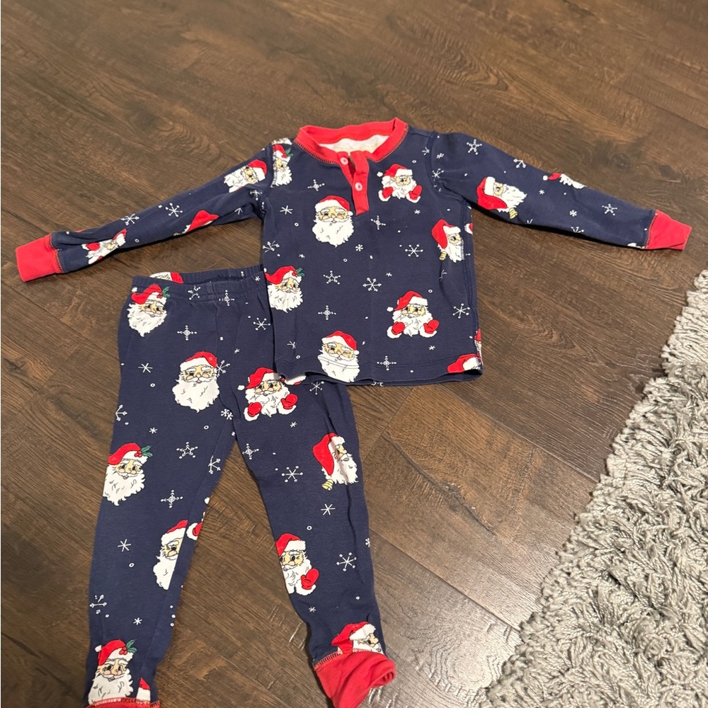 The Beaufort Bonnet Company Navy and Red Santa Pajama Set